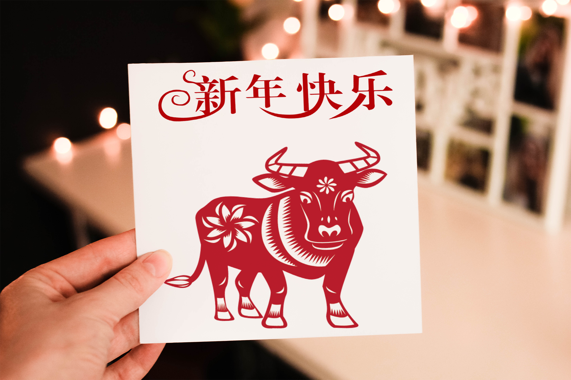Chinese New Year Ox Card, Happy New Year Card